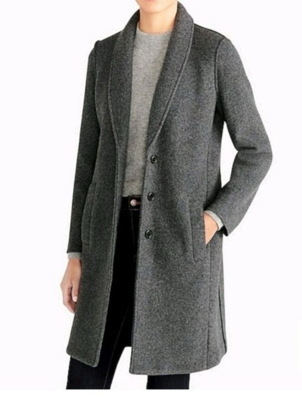 J. Crew Dark Gray Wool-Blend Pea Coat